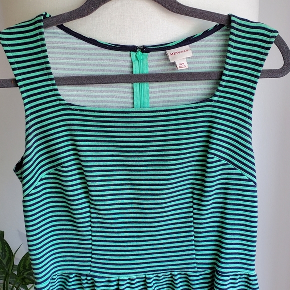 🏷Merona Striped dress blue and green - Picture 2 of 8